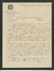 Nachlass Franz Steindachner, Geschäftsvereinbahrung von Georg Redemann an Franz Steindachner (08.08.1890), Inv.Nr. 412.01, Seite 1
